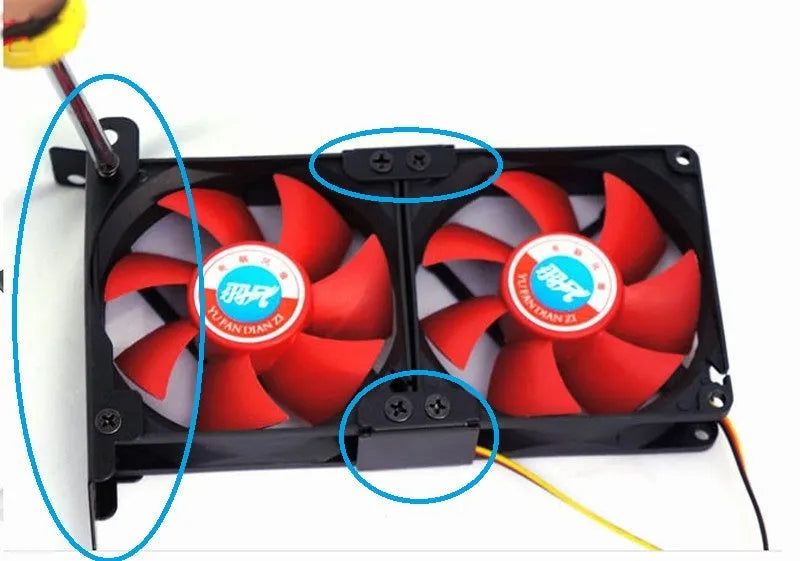 Graphics card cooling fan bracket with three supports for 8cm or 9cm fans