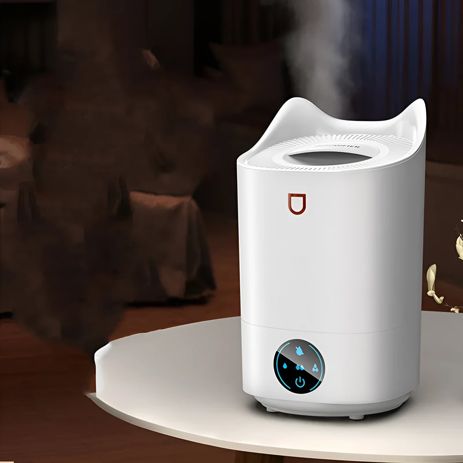 Coral Pink dual spray humidifier with USB cable and three mist outlets