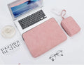 Black PU leather laptop liner bag with zipper opening and soft handle for 13-15.6 inch tablets