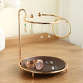 Solid walnut wood key and jewellery rack with metal hooks, 21cm wide.