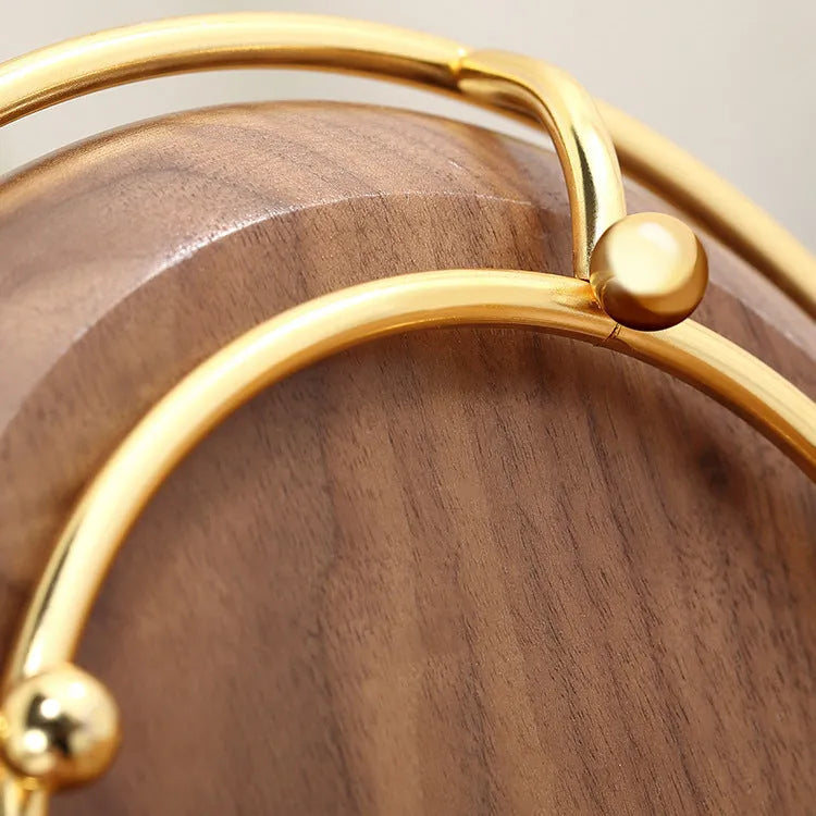 Solid walnut wood key and jewellery rack with metal hooks, 21cm wide.