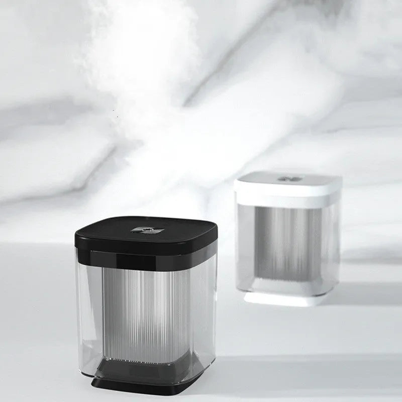 USB projection humidifier with colourful night light on desktop, black colour option