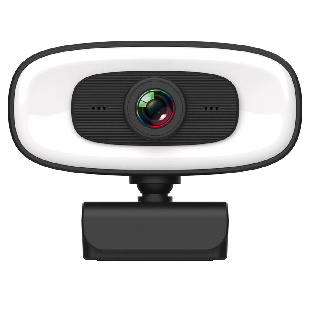Black USB computer webcam with 2K resolution and CMOS sensor for desktop video calls