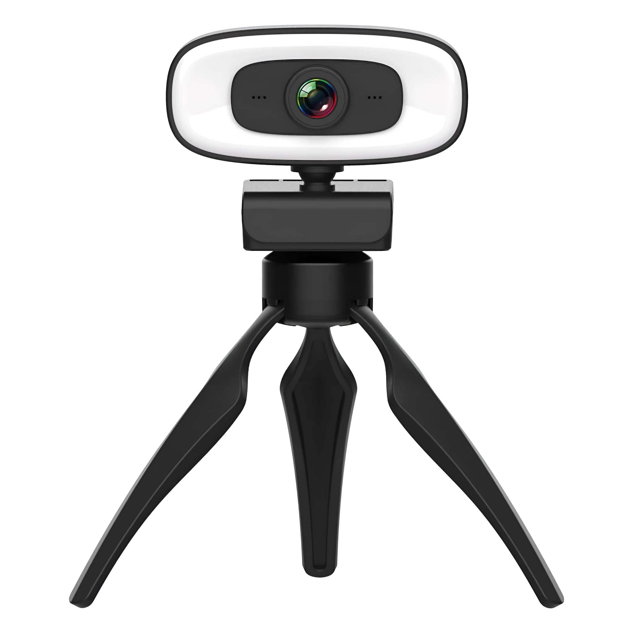 Black USB computer webcam with 2K resolution and CMOS sensor for desktop video calls