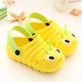 Children's EVA foam sandals in pink, blue, green, and yellow – lightweight beach shoes with slip-on design