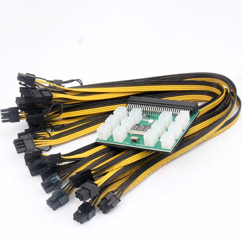 Server power conversion board to 6pin adapter with twelve 50cm black 8Pin graphics card power cables.