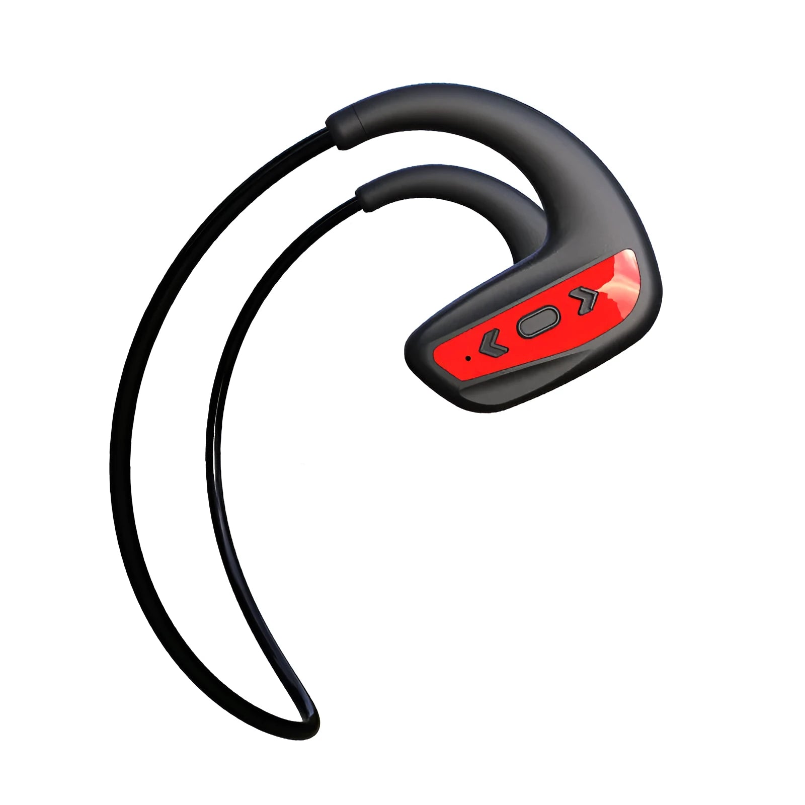 Black waterproof swimming headset with head-mounted design for sports use