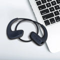 Black waterproof swimming headset with head-mounted design for sports use