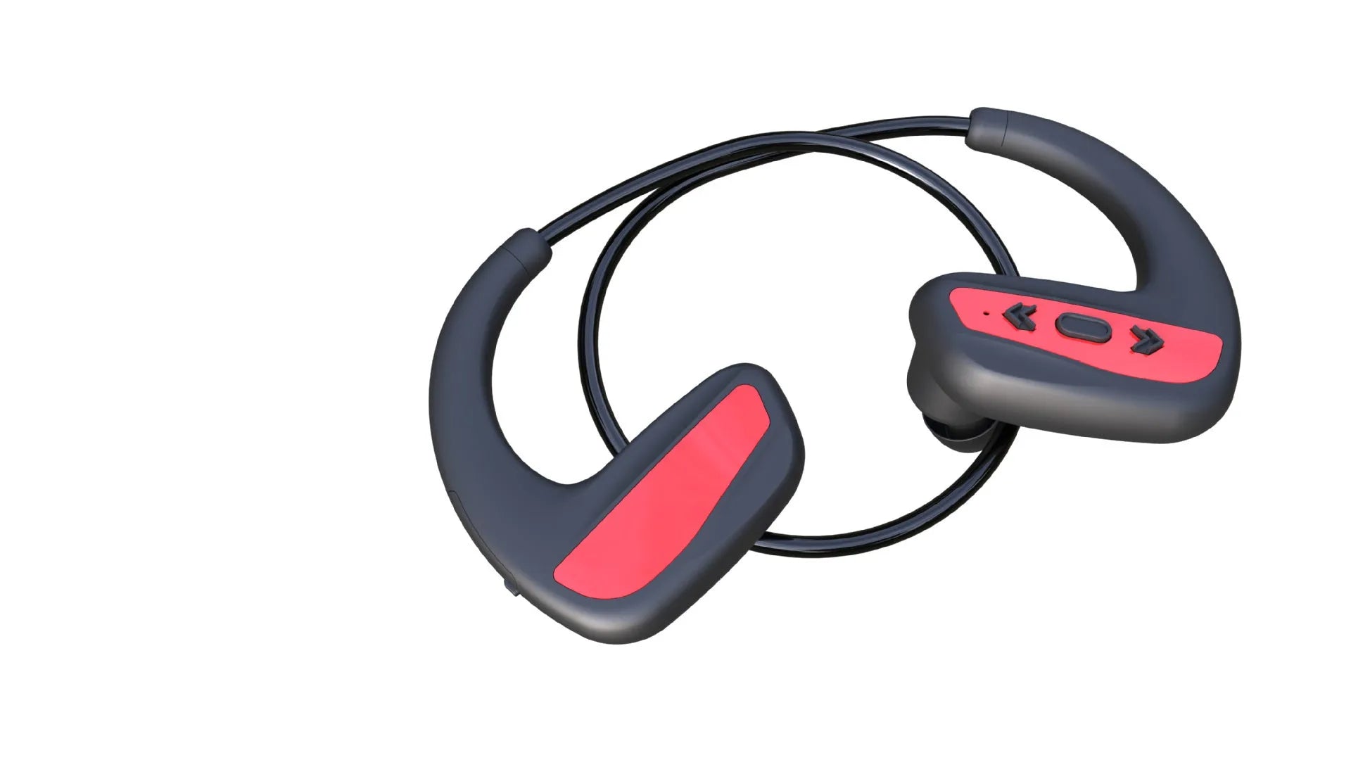 Black waterproof swimming headset with head-mounted design for sports use