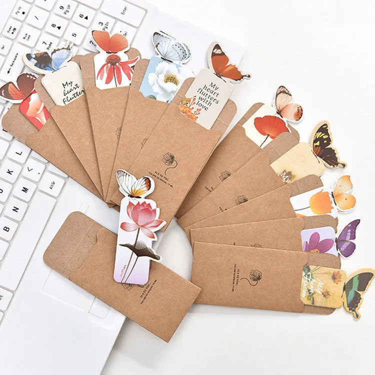 A single butterfly-shaped paper bookmark on a white background, showing its flat design and approximate 13.5cm by 5.5cm size.