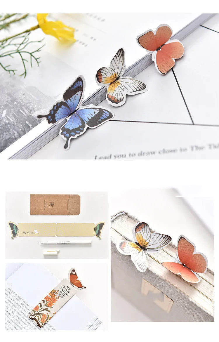 A single butterfly-shaped paper bookmark on a white background, showing its flat design and approximate 13.5cm by 5.5cm size.