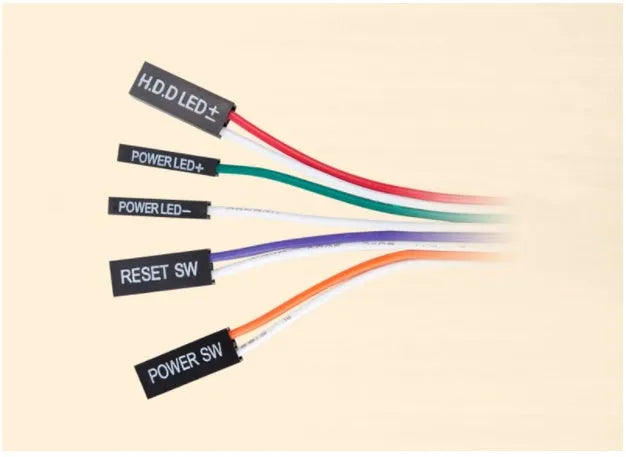Black and red desktop computer power switch with reset button and 1.6 metre cable
