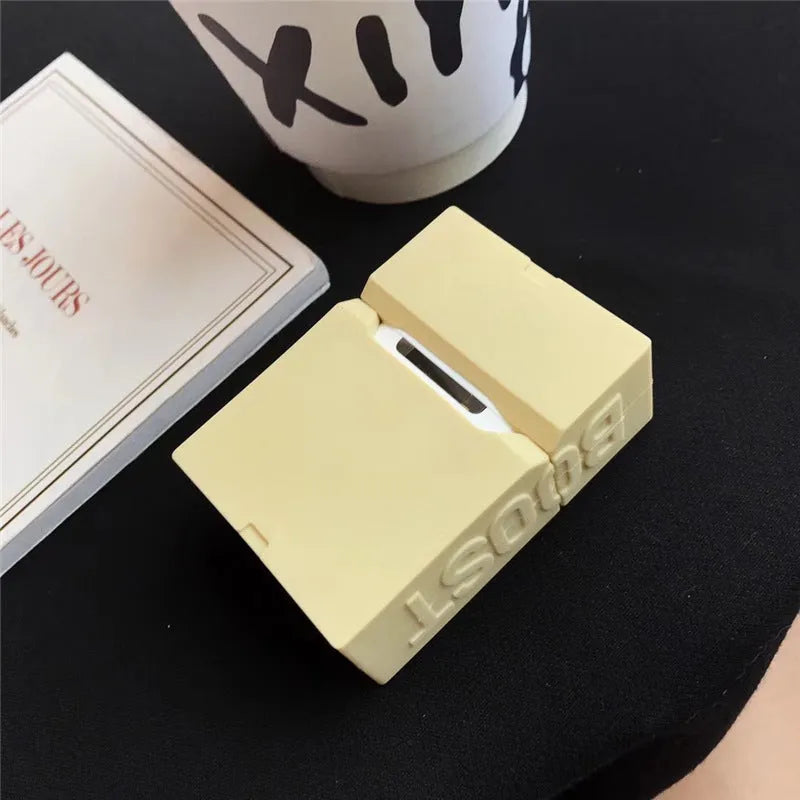 Solid colour silicone protective case for AirPods with carabiner clip attached