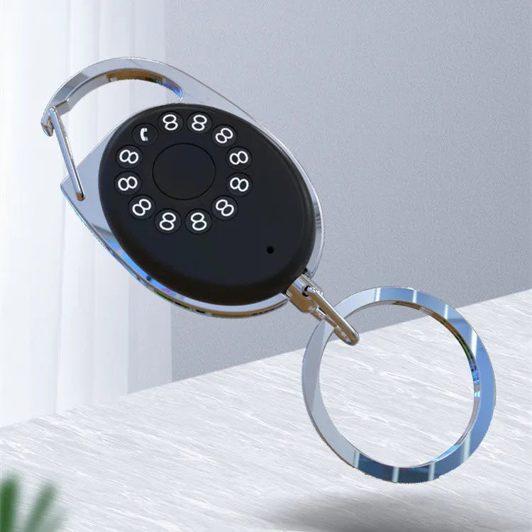 Black Bluetooth anti-lost tracker with keychain attachment and selfie remote function