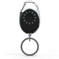 Black Bluetooth anti-lost tracker with keychain attachment and selfie remote function