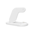 Black and white 3-in-1 foldable wireless charging station for Apple iPhone, AirPods, and Watch