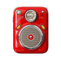 Compact FM radio and Bluetooth smart speaker in green, pink, red, or white colour options