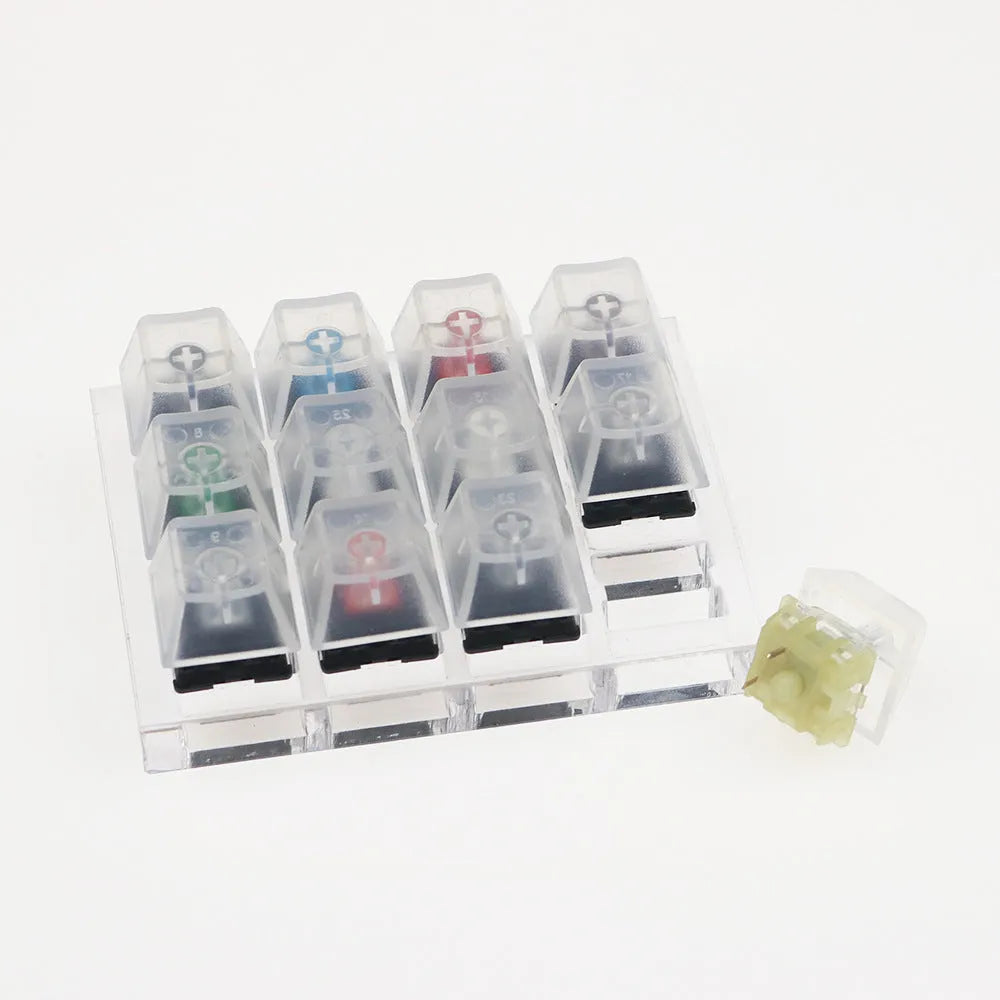 White CHERRY mechanical keyboard with multiple switch types for testing.