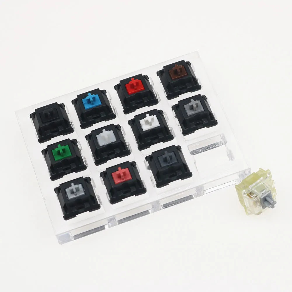 White CHERRY mechanical keyboard with multiple switch types for testing.