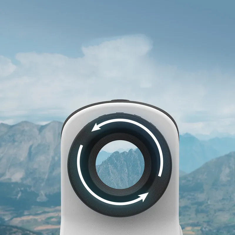 Handheld laser ranging telescope for outdoor distance measurement up to 1500 metres.