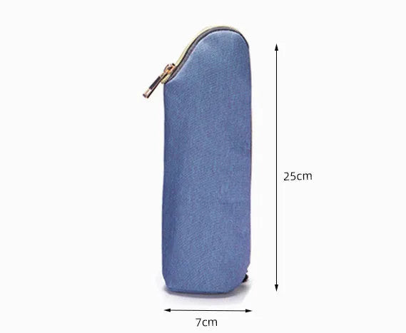 Small insulated milk bottle bag in black, 7x25cm polyester cloth with thermal aluminium film, handbag style for mummy bag