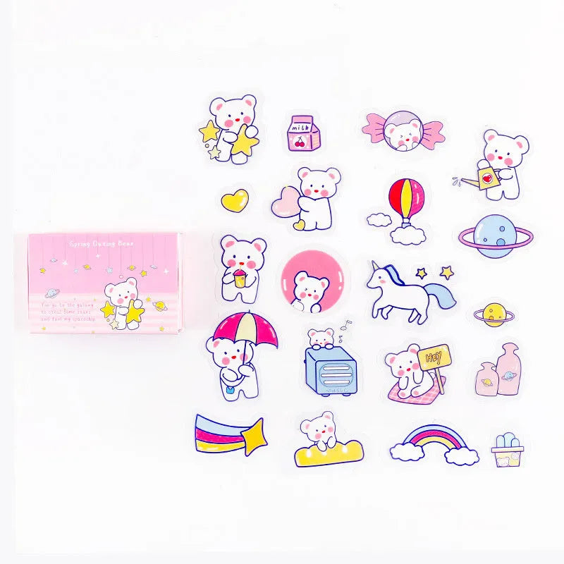 Korean Ins Wind Box stationery stickers 20 pieces with animal characters including Butter Rabbit and Cute Duck