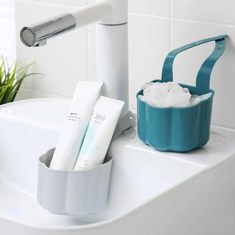 Nordic style plastic sink drain basket in dark blue colour measuring 20x10x7.5 cm