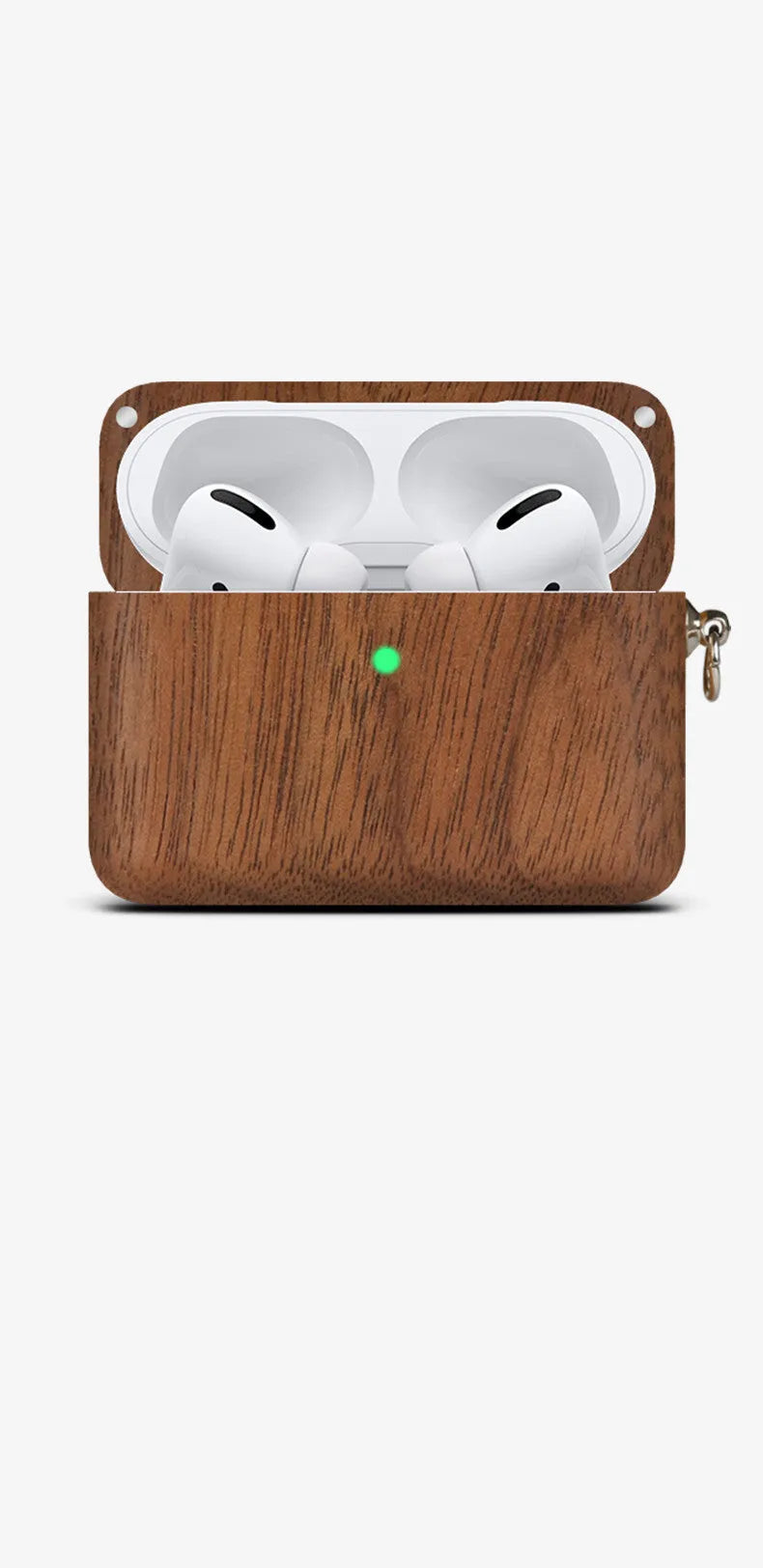 Solid wood Bluetooth earphone sleeve in choices of bamboo, cherry, maple, walnut, or huali wood.