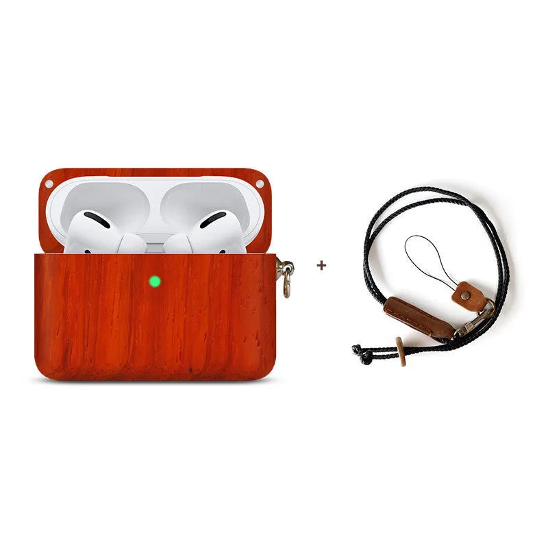 Solid wood Bluetooth earphone sleeve in choices of bamboo, cherry, maple, walnut, or huali wood.