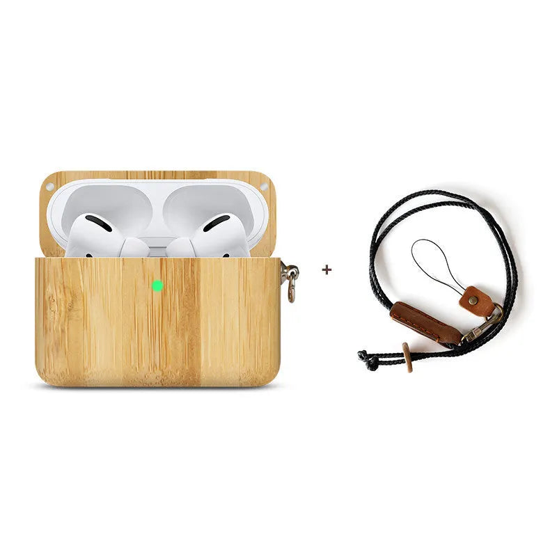 Solid wood Bluetooth earphone sleeve in choices of bamboo, cherry, maple, walnut, or huali wood.