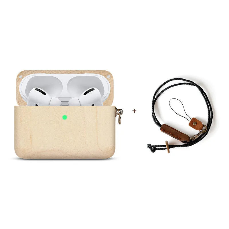 Solid wood Bluetooth earphone sleeve in choices of bamboo, cherry, maple, walnut, or huali wood.
