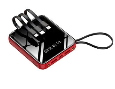20000mAh power bank with digital display and four integrated charging cables