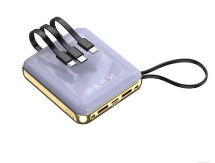 20000mAh power bank with digital display and four integrated charging cables