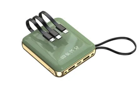 20000mAh power bank with digital display and four integrated charging cables