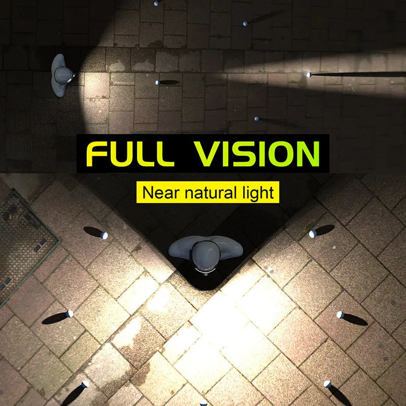 Black silicone induction running light with strap, showing touch sensor and compact 55x35x100mm size.