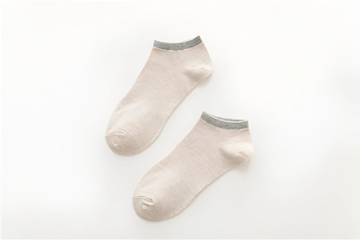 Cotton men's boat socks in beige, jacquard weave, invisible waist design for low-cut shoes