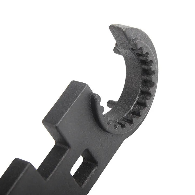 Black all-steel combination wrench for AR15 and M4 rifles showing dual-purpose design