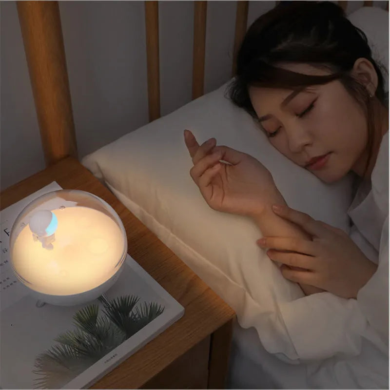 USB-powered cartoon night light LED desk lamp with plastic shade in modern simple style