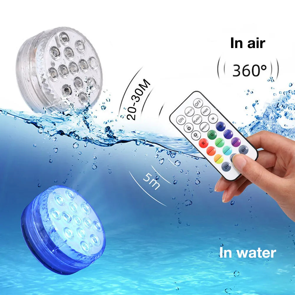 13 LED submersible underwater light with suction cup for pool fountain garden bathroom IP68 waterproof