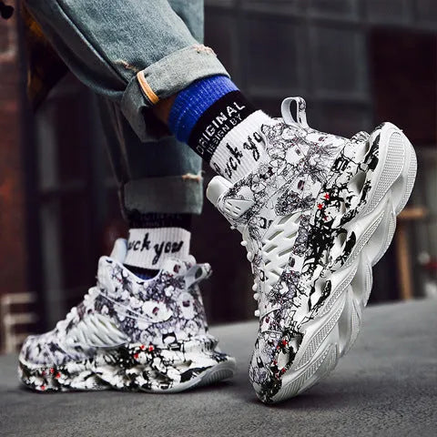 Men's camouflage sports leisure blade old shoes with round toe, low top, rubber sole and front tie in summer style
