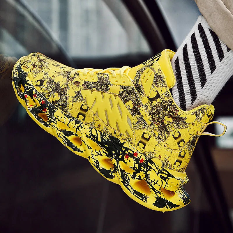 Men's camouflage sports leisure blade old shoes with round toe, low top, rubber sole and front tie in summer style