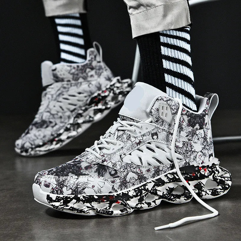 Men's camouflage sports leisure blade old shoes with round toe, low top, rubber sole and front tie in summer style