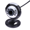USB computer webcam with a ring of six LED lights around the lens and a manual dimming switch