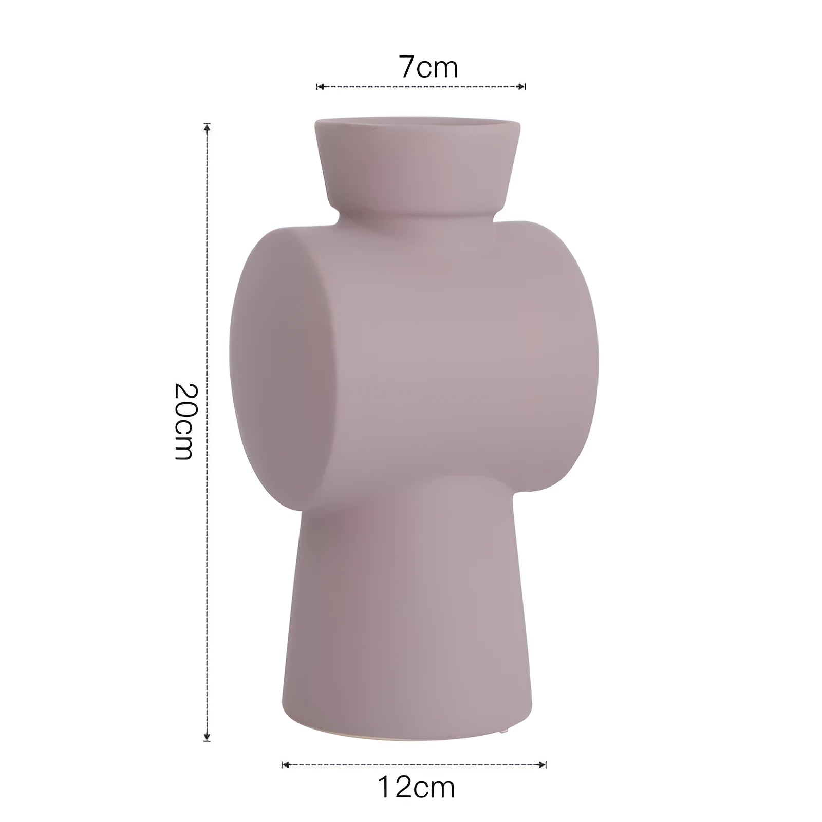 A beige, brown, or purple ceramic vase with a hammered glaze texture on a surface.