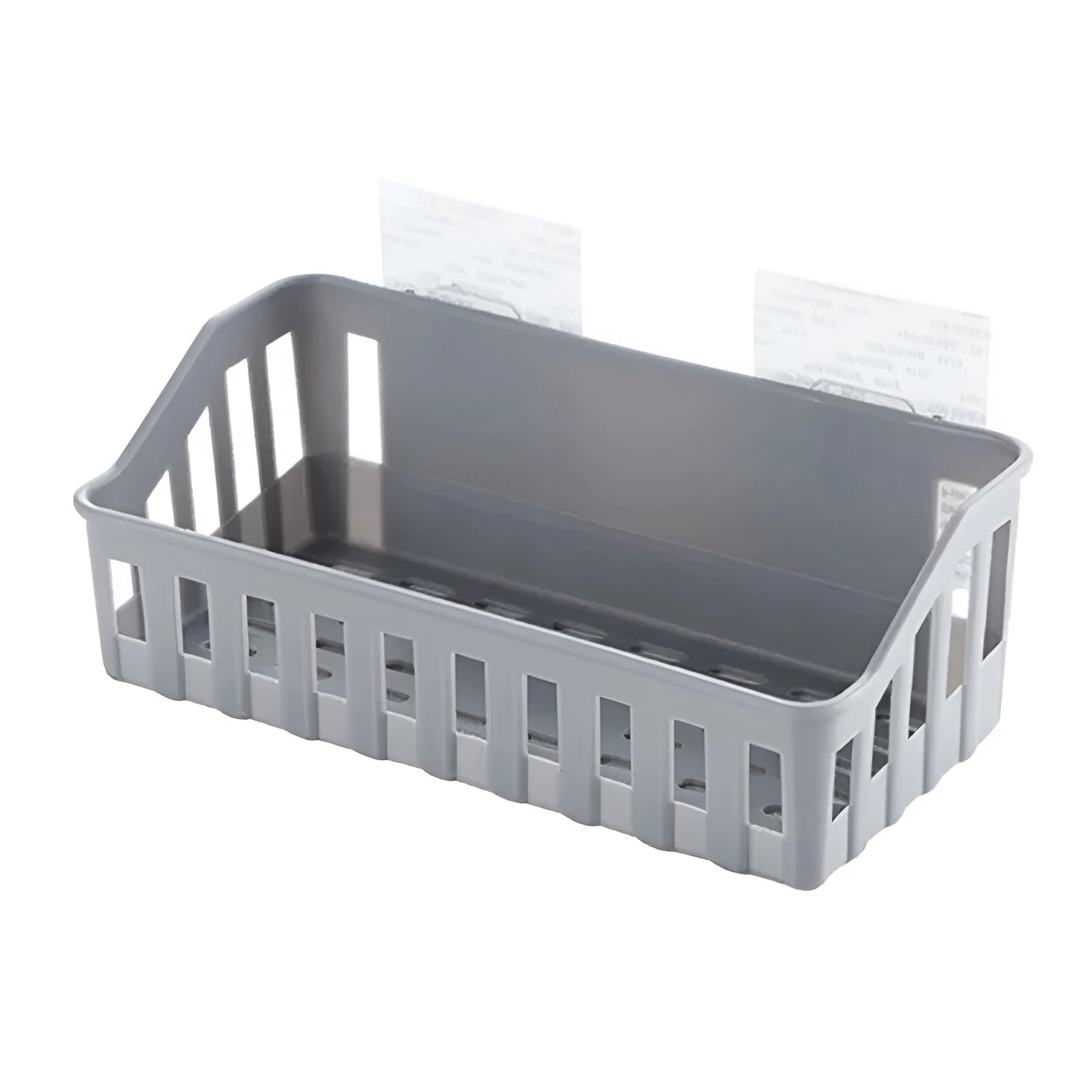 Off-white wall suction storage basket PP plastic 26.5x12x6cm bathroom kitchen
