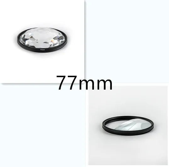 77mm half moon mirror split focus filter for SLR cameras with microfibre cloth and storage bag