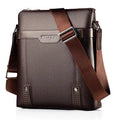 Men's black PU leather casual shoulder bag with zip, shown in a square vertical shape.
