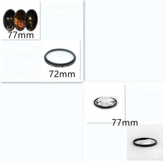 77mm half moon mirror split focus filter for SLR cameras with microfibre cloth and storage bag