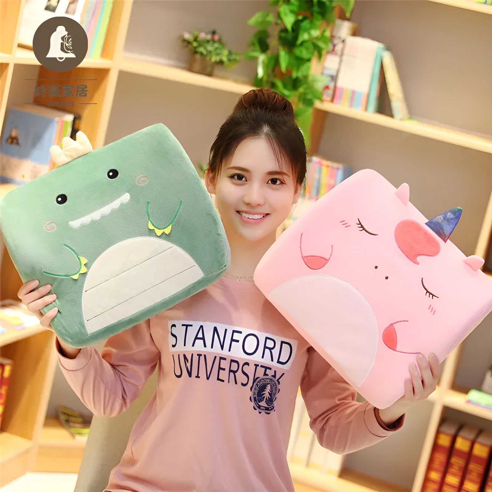 Cartoon design memory foam seat back cushion with removable cover for car or office use.