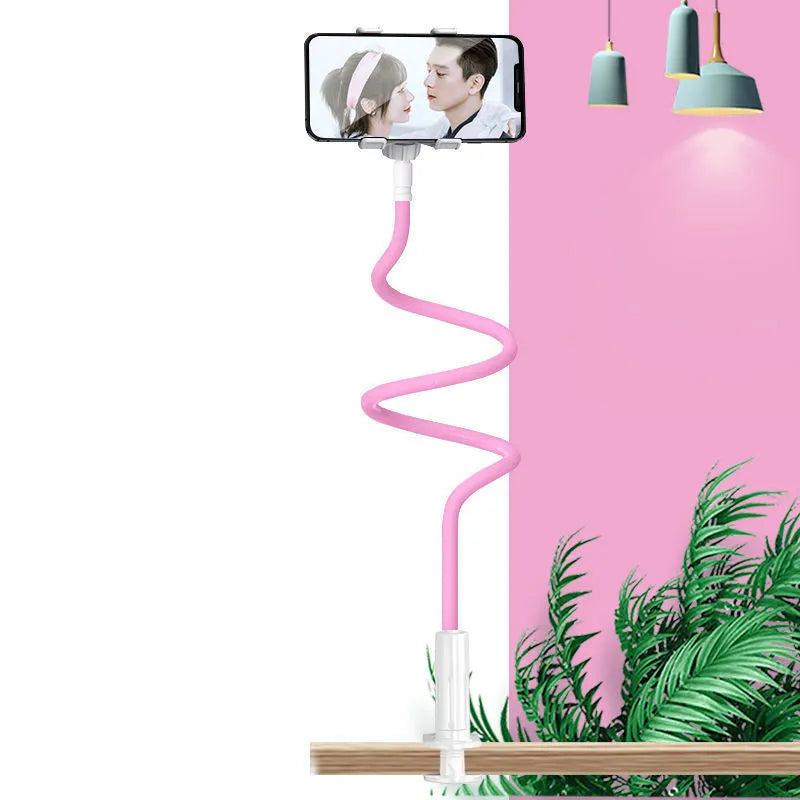 Blue bedside mobile phone holder with memory alloy hose and clamp base